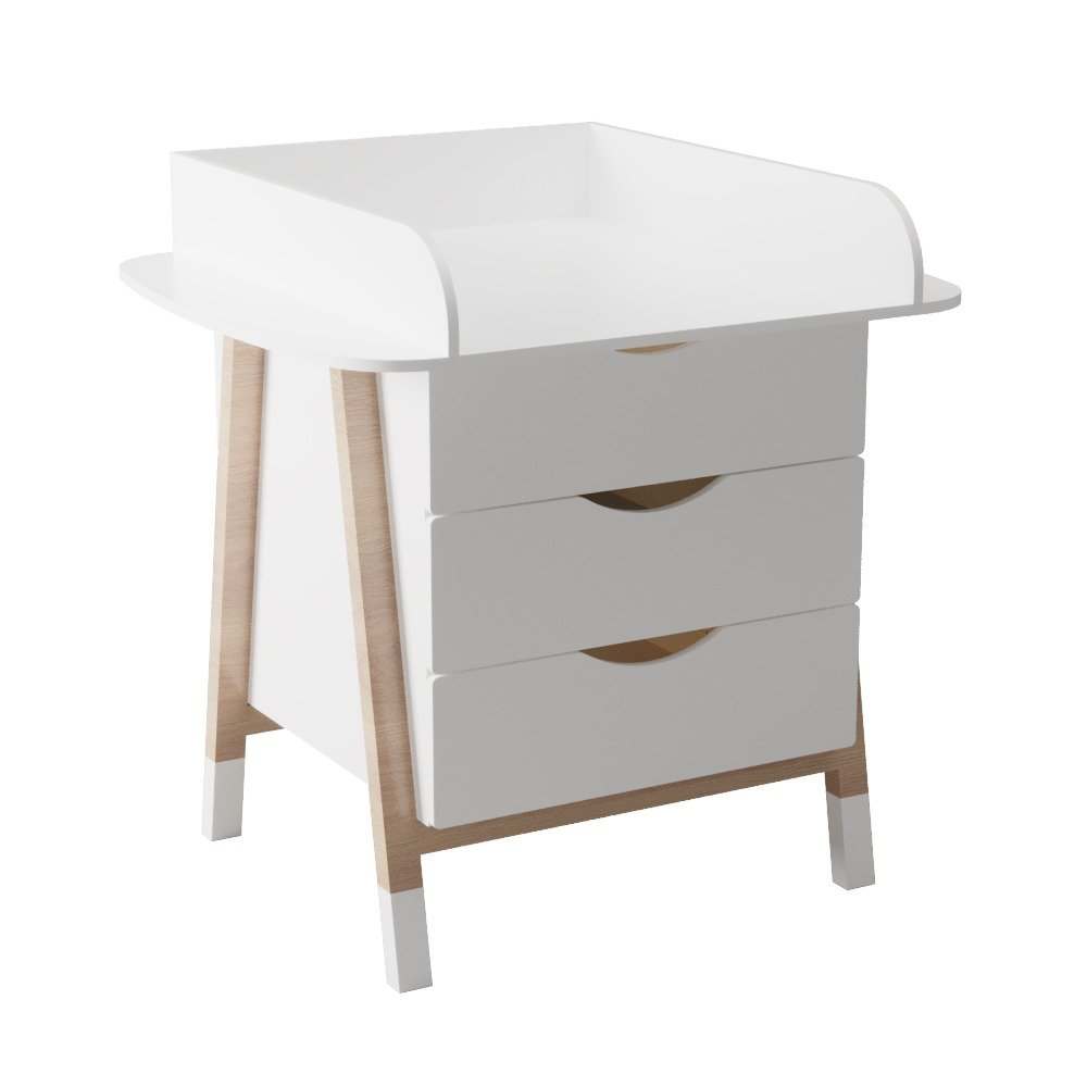 Комод пеленальный «SHOW S» Белый/Натуральные ножки, высота 105 см