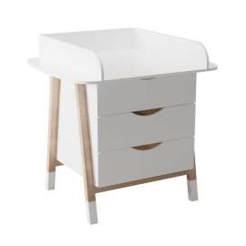 Комод пеленальный «SHOW S» Белый/Натуральные ножки, высота 105 см