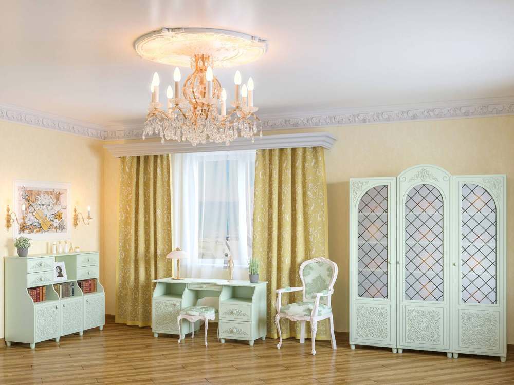 Модульная гостиная «Соня» Мята/салат шагрень вариант 2