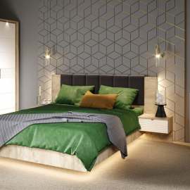 Модульная спальня «Джулия» Крафт серый/МДФ Белый глянец