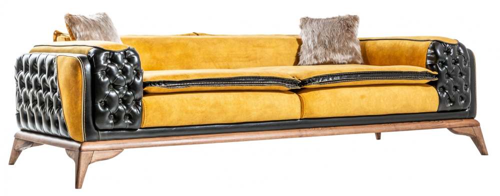 Диван 3х местный «Lotus» без спального места Желтый/Черный