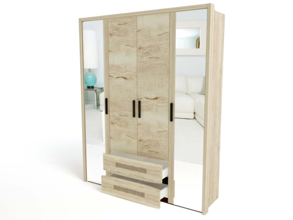 Шкаф 4-х дверный «Мале» Дуб Галифакс белый