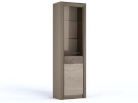 Шкаф-витрина со стеклом «Лацио» Серый камень, размер: 6038200 см