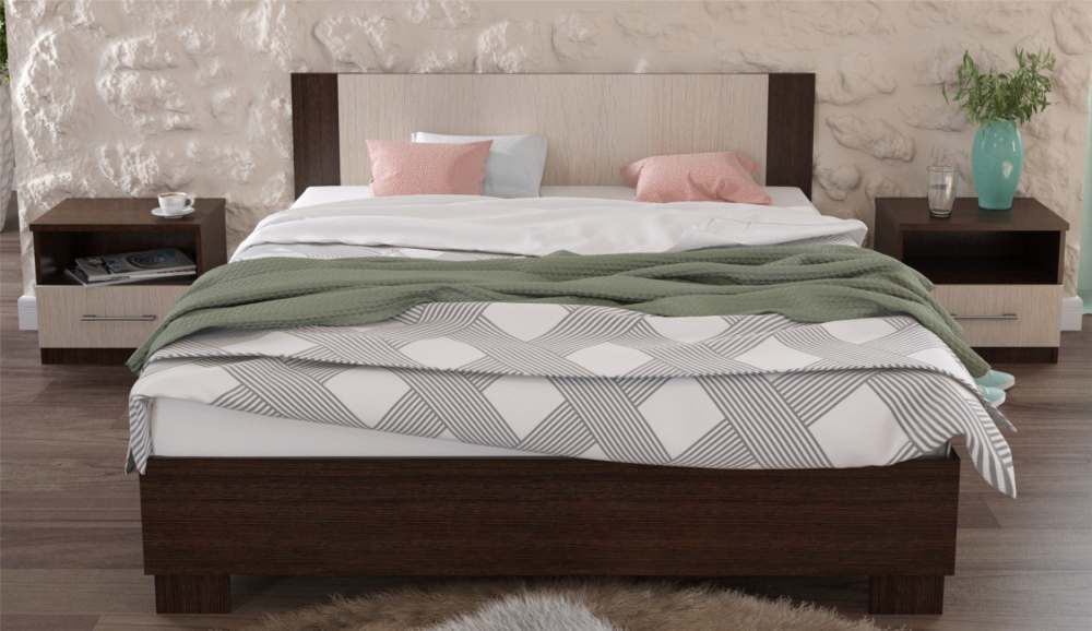 Модульная спальня «Аврора» Венге/Дуб молочный кровать