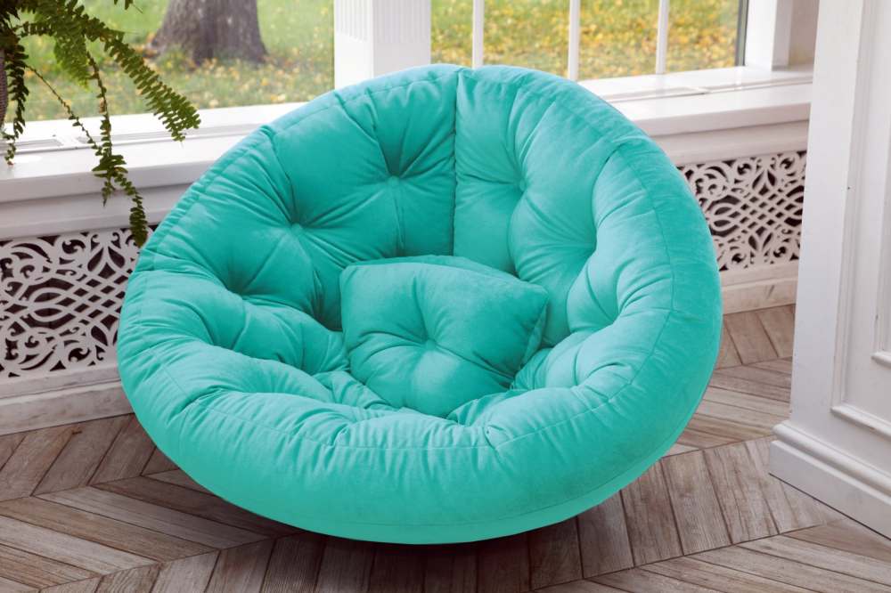 Бескаркасное кресло для отдыха «Форест» Микровелюр минт