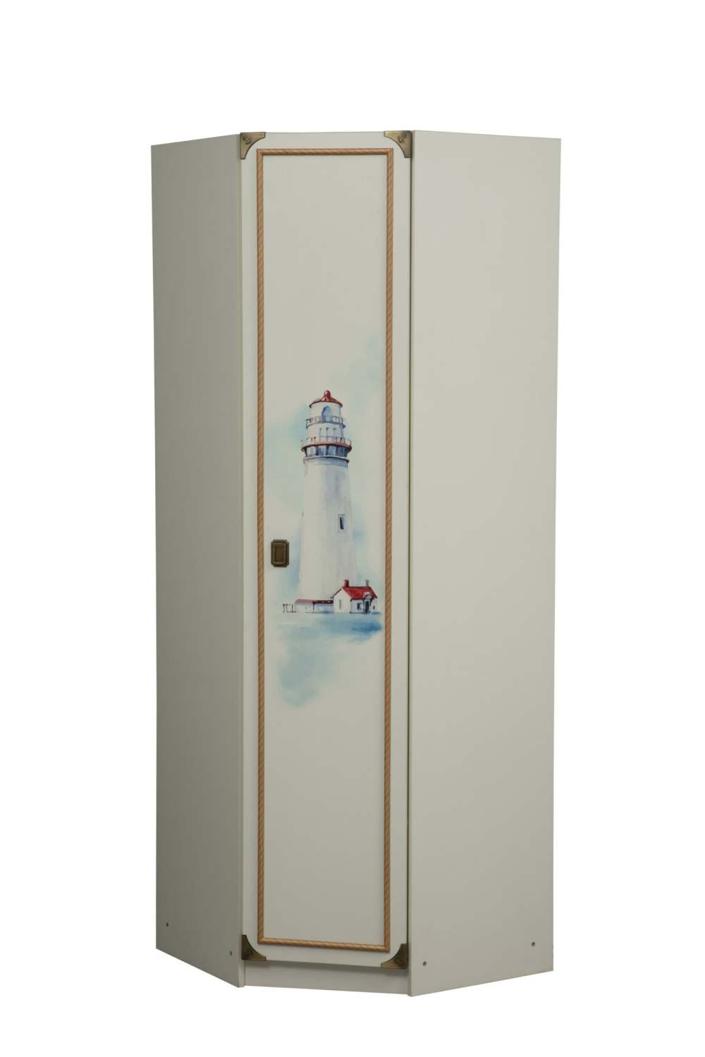 Шкаф угловой «Севилья 7» Белый/Kroning канат золотой