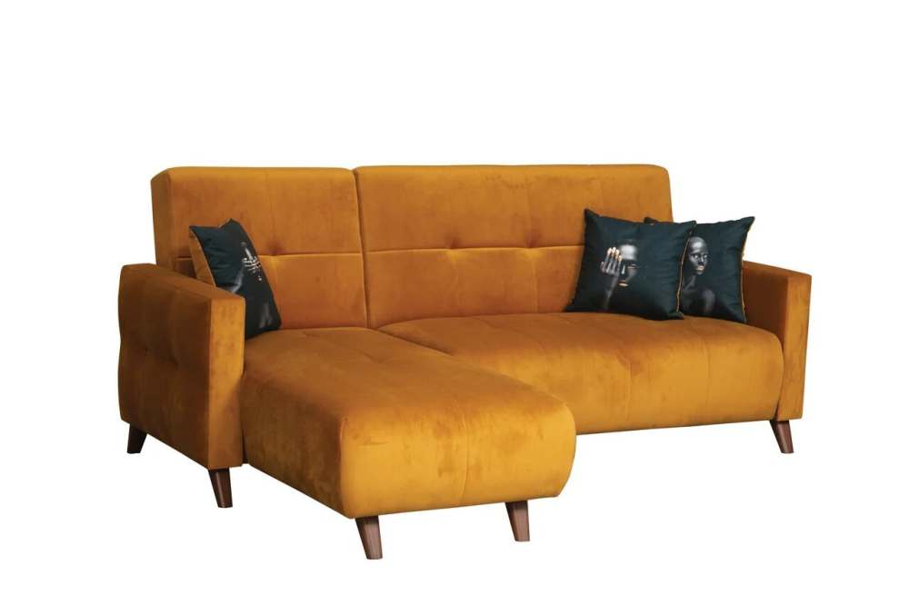 Диван-кровать угловой «Мишель» Велюр модус куркума