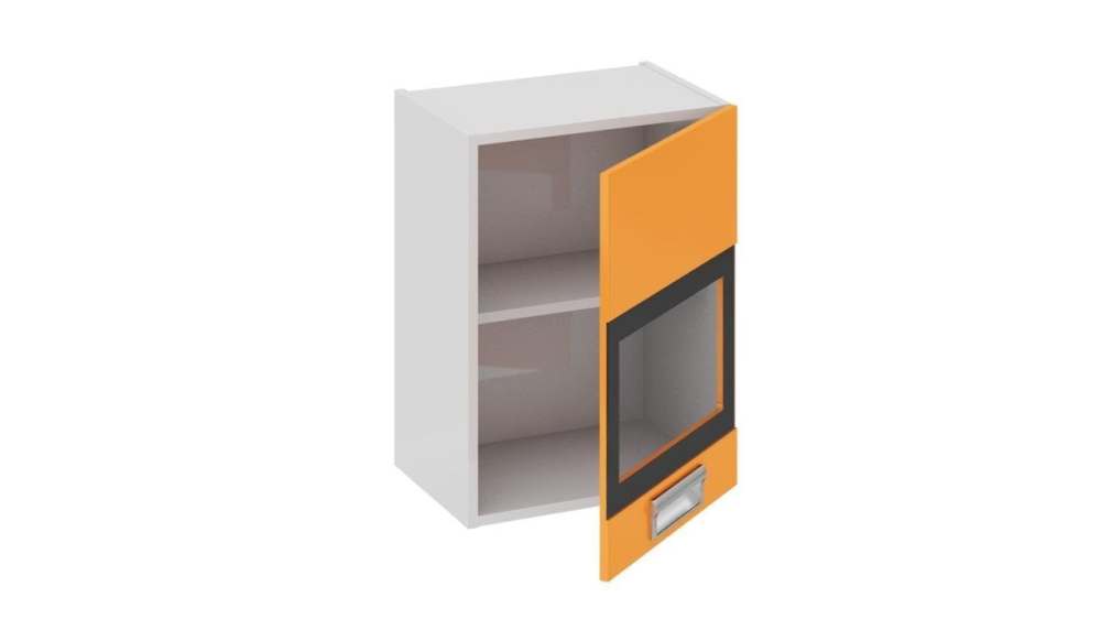 Шкаф навесной со стеклом «Бьюти» В_60-45_1ДРс(Б) Оранж правый
