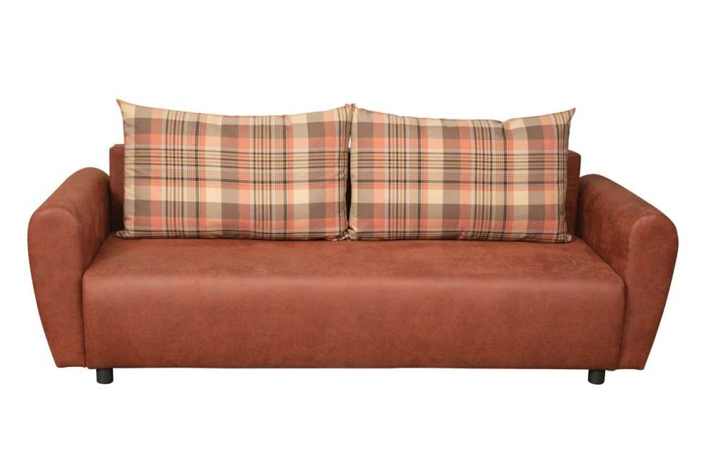 Диван-кровать «Вектор» Замша дельта терракота/шинилл клетка коралл