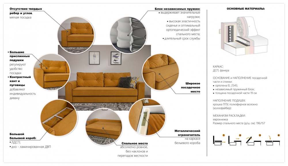 Диван прямой «Сиеста» Ultra atlantic/Ultra sand описание