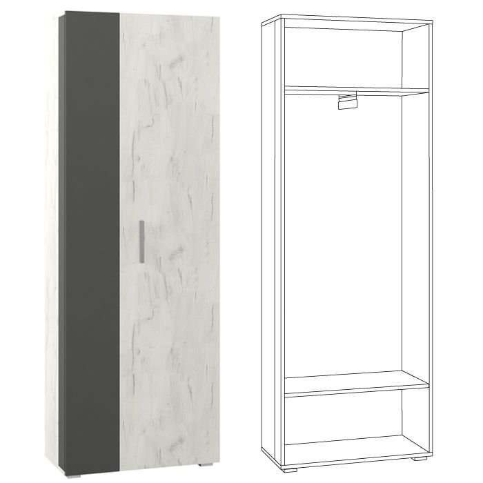 Шкаф  «Юнона» Дуб Белый/Серый Шифер, ширина 68 см