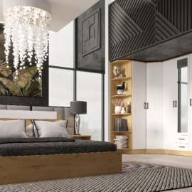 Спальня «Эко» Дуб Вотан/Белый гладкий Вариант 2