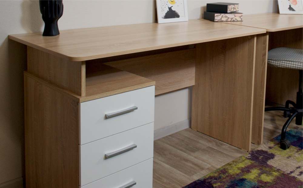 Стол письменный 120 3 ящика «Гарвард» Дуб сонома/Белый