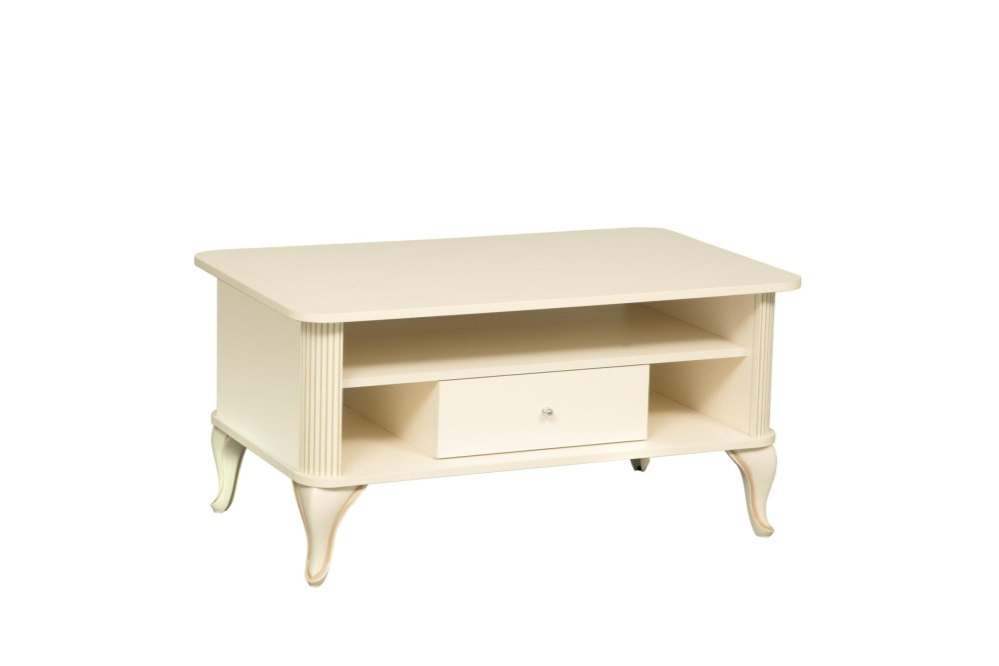 Стол журнальный с зеркалом 43.15 «Стефани» Бежевый/Слоновая кость патина