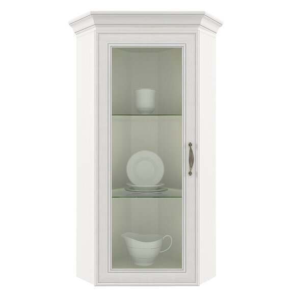 Шкаф-витрина угловой «Тиффани» 1VU Вудлайн кремовый, высота 122 см