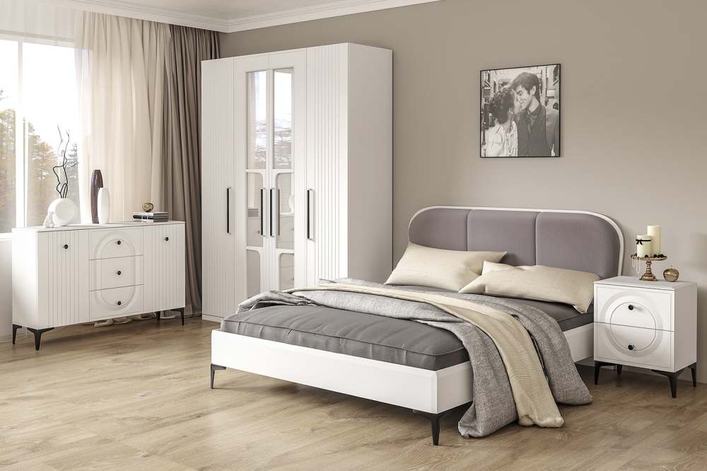 Модульная спальня «Валенсия» Белый шагрень