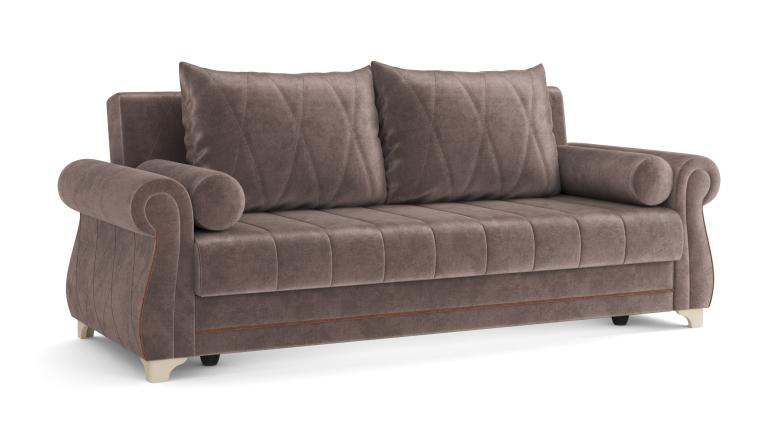 Диван-кровать «Порто» Велюр тенерифе стоун/велюр тенерифе шоколад