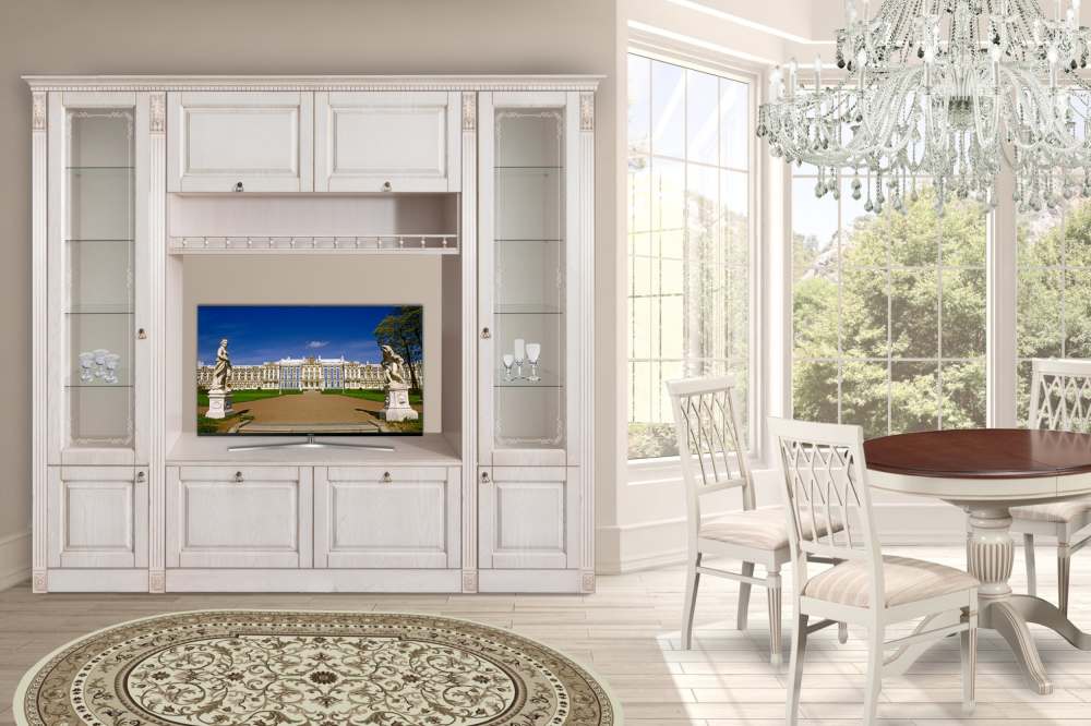 Гостиная с колоннами 1 «Вероника» Бодего/МДФ Ясень патина