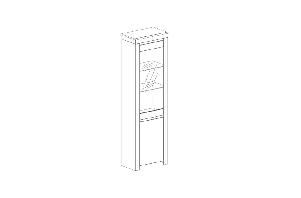Шкаф с витриной 1V1D «Taurus» белый\дуб вотан схема
