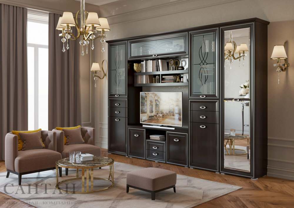 Гостиная «Эйми 8» Венге патина/Серебро