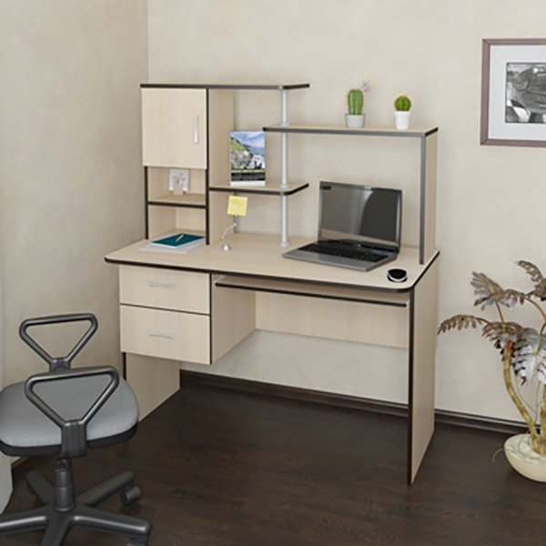 Стол компьютерный «Эрудит» млечный дуб/венге