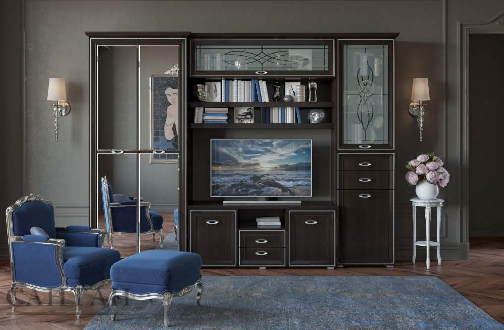 Гостиная «Эйми 5» Венге патина/Серебро