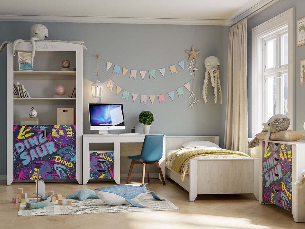 Детская «Буква» Дуб крафт/Фотопечать Дино