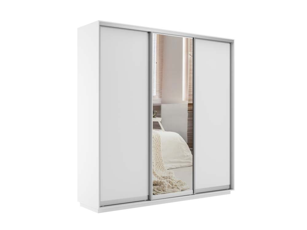 Узкий трехдверный шкаф-купе белый