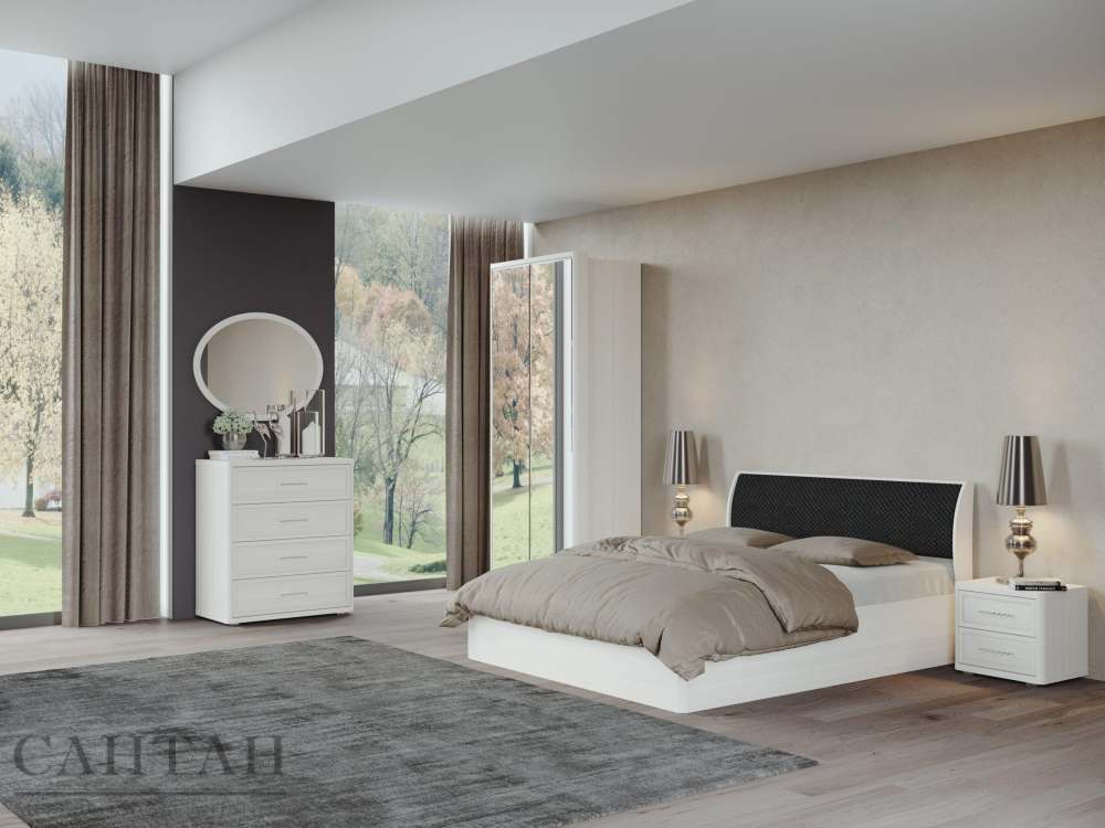 Спальня «Камелия Monro 4» Бодега белая/Matrixmat Monro 902