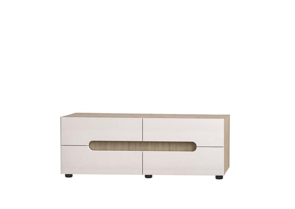 Тумба ТВ ТМ-036 «Палермо-3» Ясень шимо светлый/МДФ Белый глянец