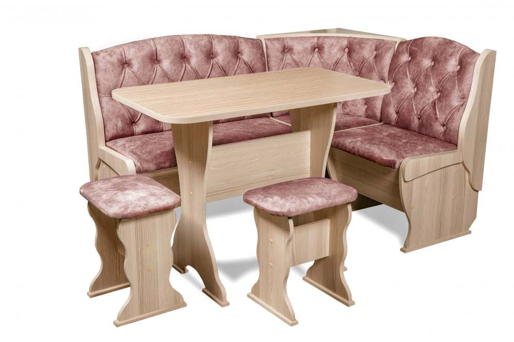 Кухонный уголок «Орхидея» Люкс Ясень/Велюр Коралл