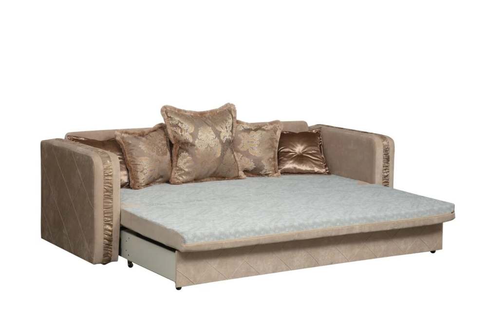 Диван-кровать «Енисей Восток» Микровельвет какао/жаккард виши золото/велюр богемия силк