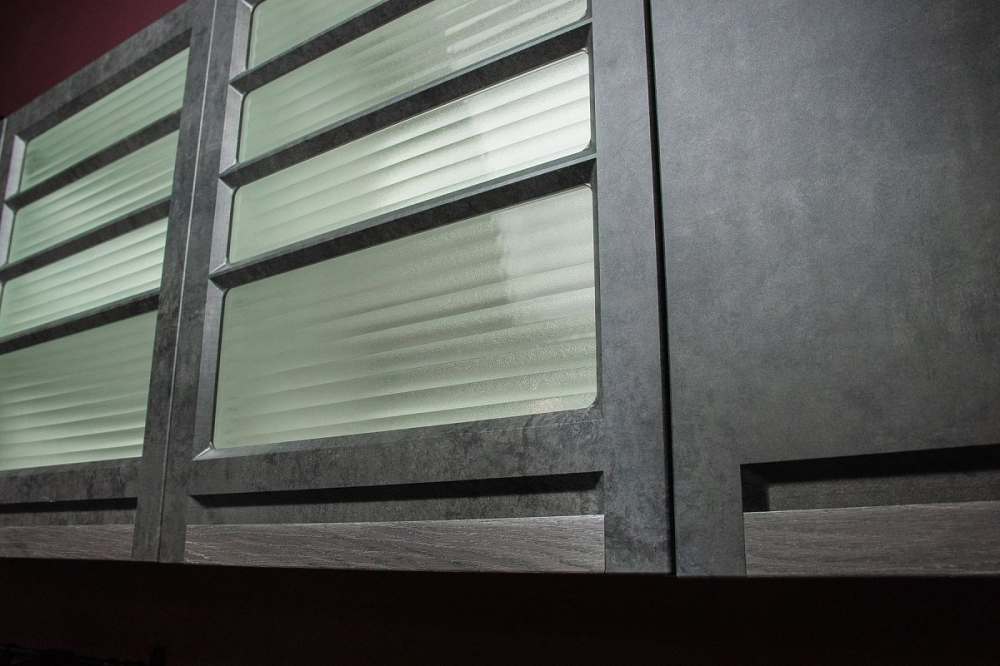 Модульная кухня «Грей» МДФ Бетон темный/Дуб шалле серебристый