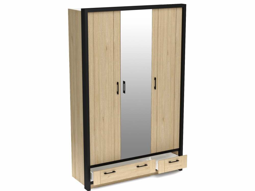 Шкаф 3-х дверный «Бостон» Гикори Джексон с комбинированными дверями