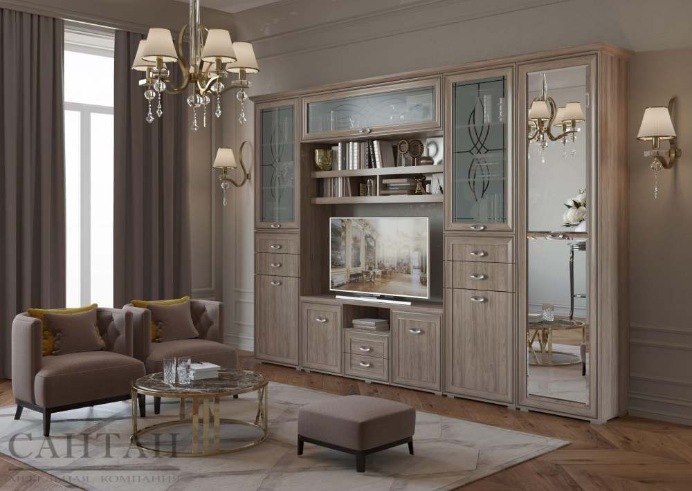 Гостиная «Эйми 8» Гикори Джексон светлый патина/Орех