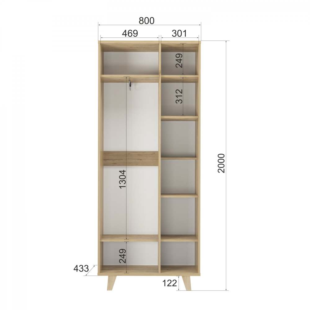 Шкаф 2 «Лакки» 2 Дуб ирландский размеры