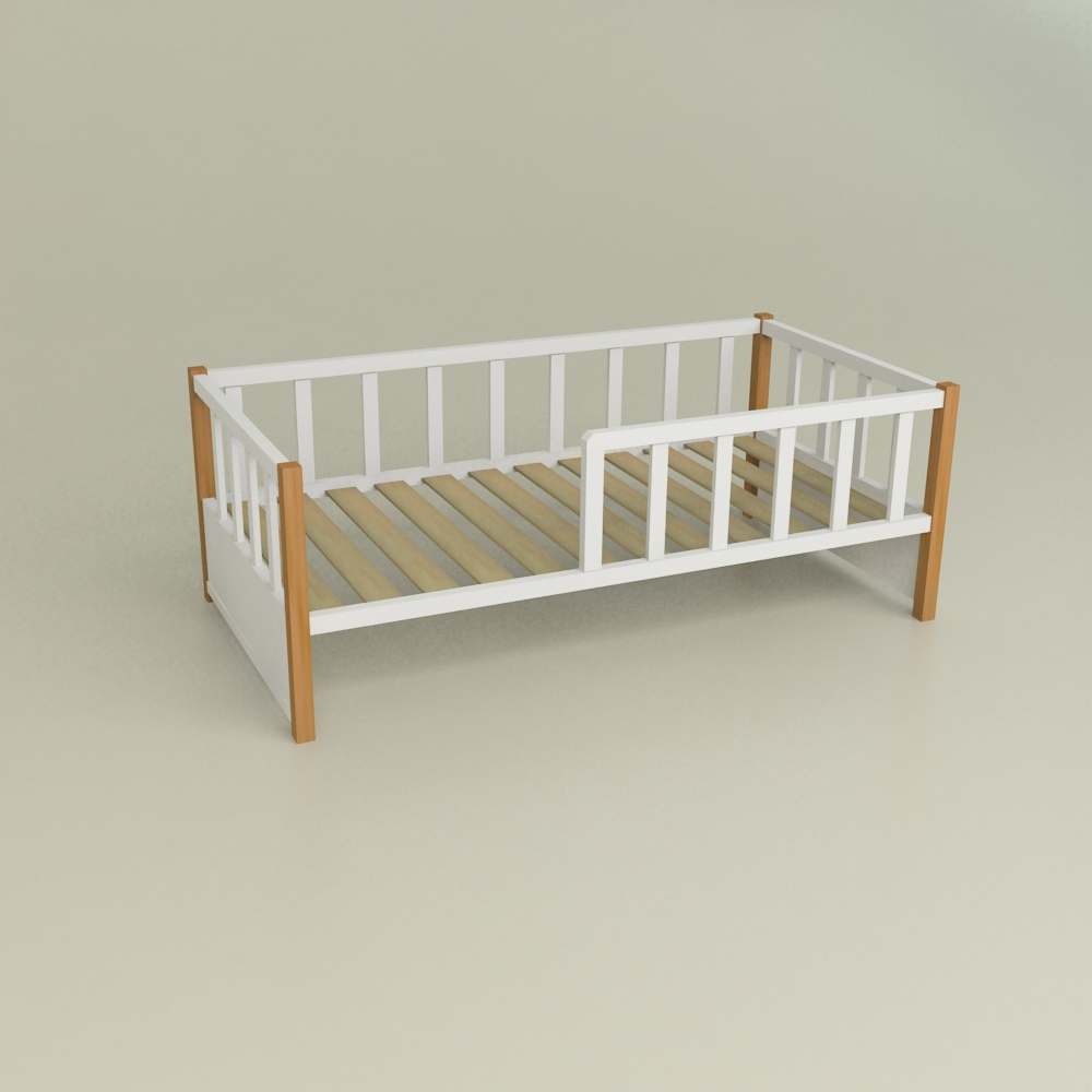 Кроватка «Бейсик Бук» 160х80 Белая/Стойки Белый цвет