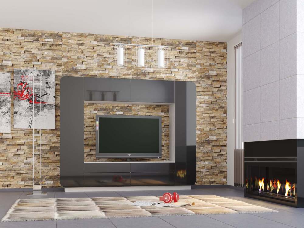 Стенка «Лаванда» 2 Белый черный глянец