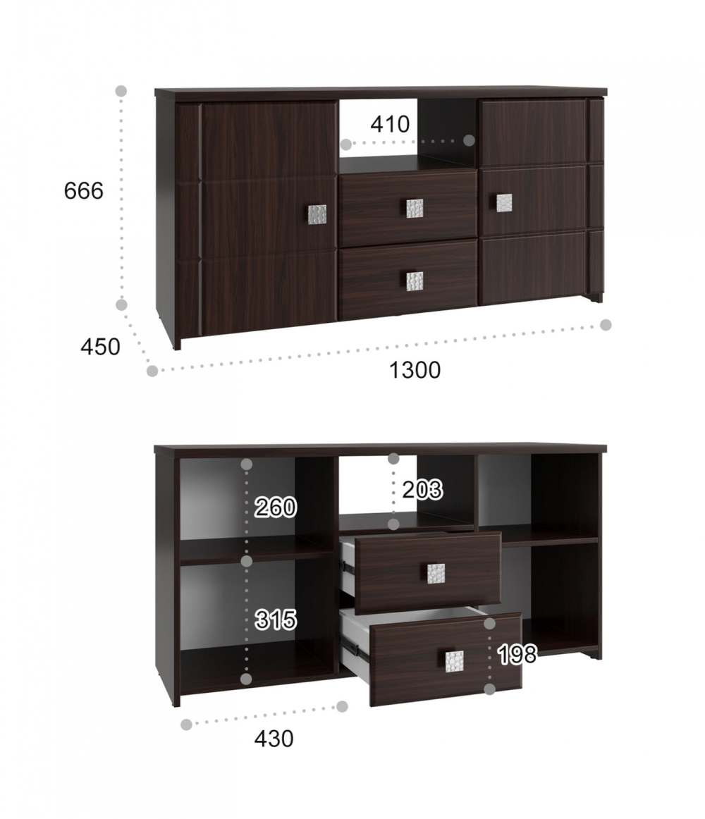 Тумба под ТВ «Изабель» ИЗ-53К Орех темный new размеры