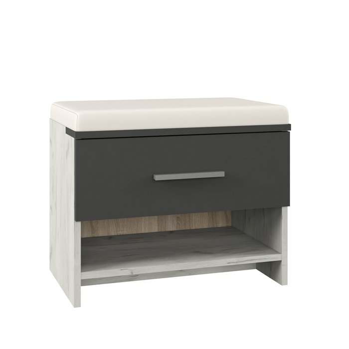 Тумба для обуви «Юнона» Дуб Белый/Серый Шифер