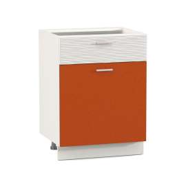 Стол 600 1 ящик 1 дверь «Жанна» морковный металлик