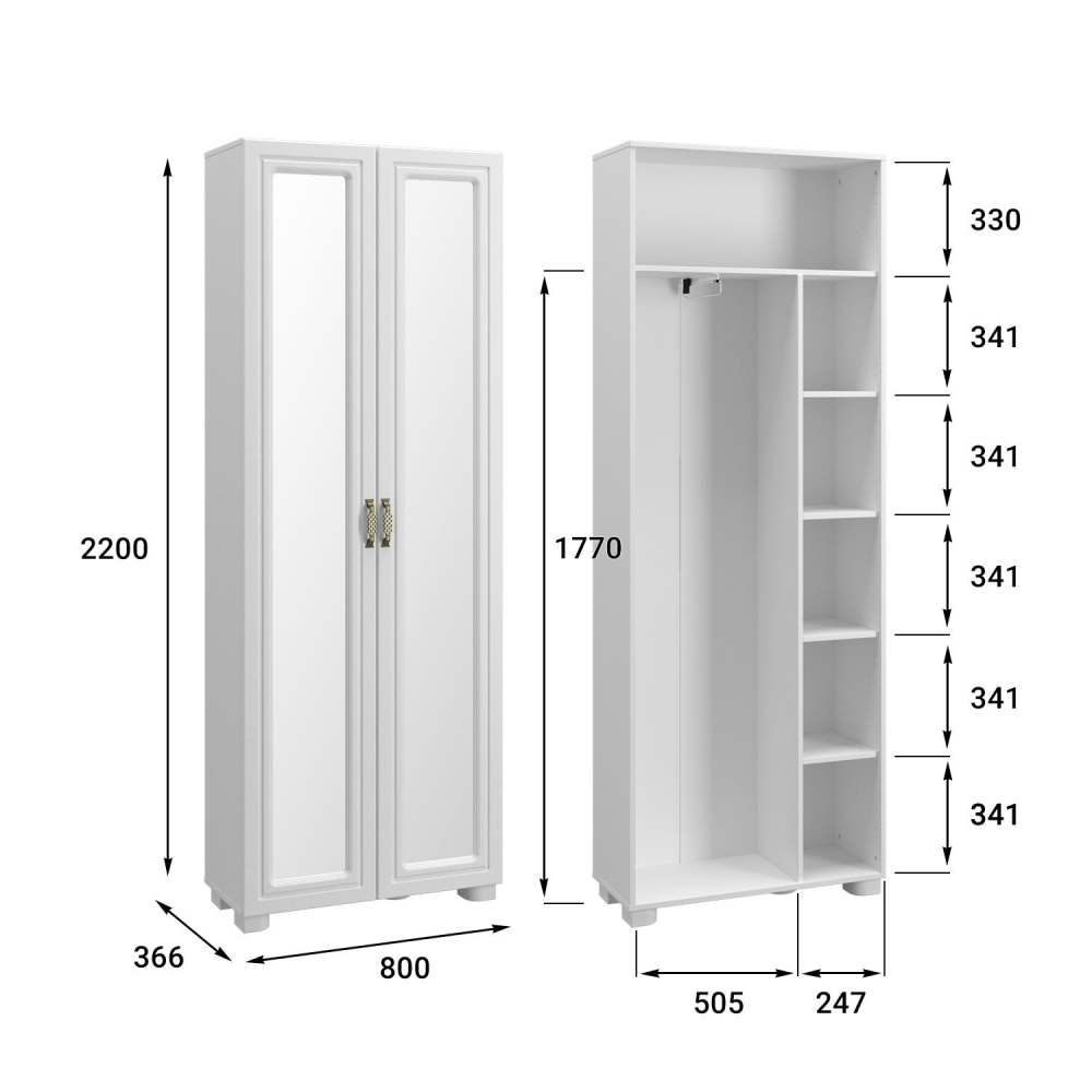 Шкаф с зеркалом размеры