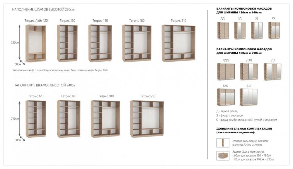 Шкаф-купе трехдверный 210х220 ДДД «Тетрис» Дуб сонома