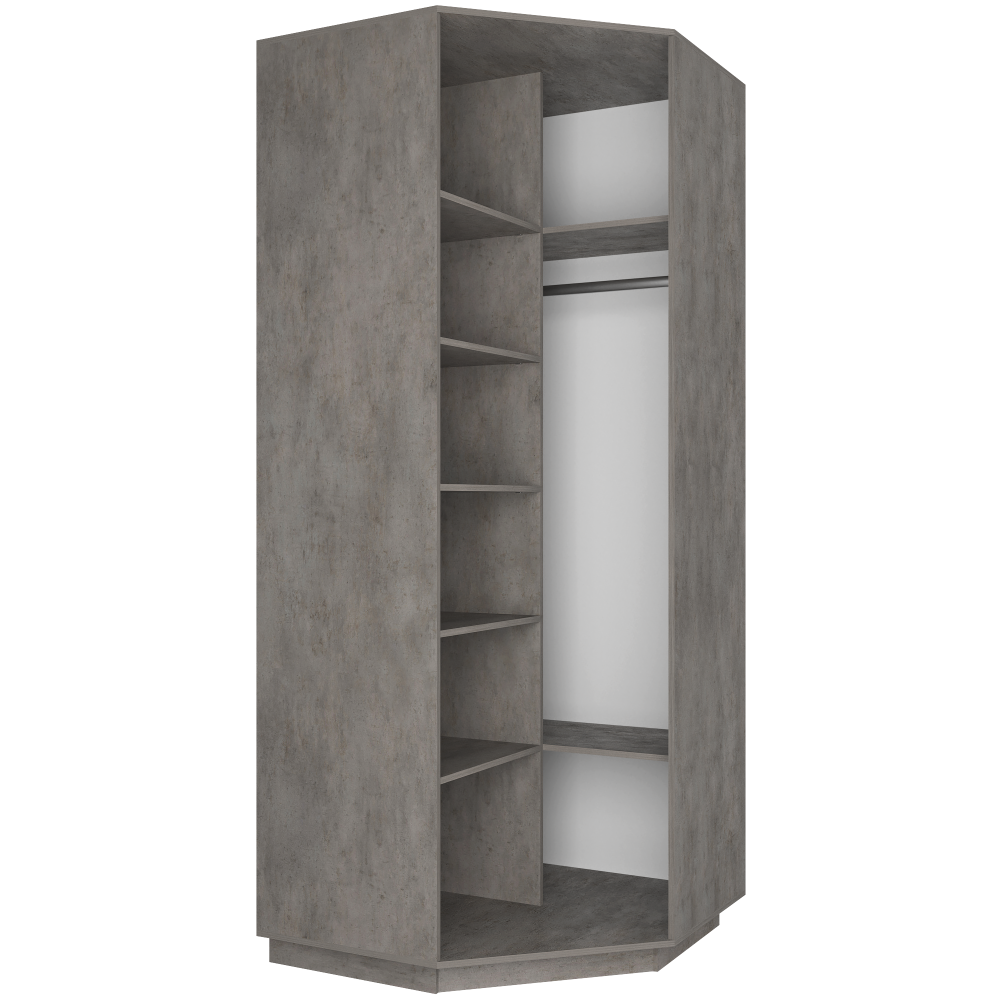 Угловой шкаф «Экспресс» 2200 Зеркало/Бетон внутреннее наполнение