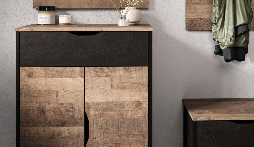 Прихожая «Стокгольм» Дуб гранж песочный/Железный камень