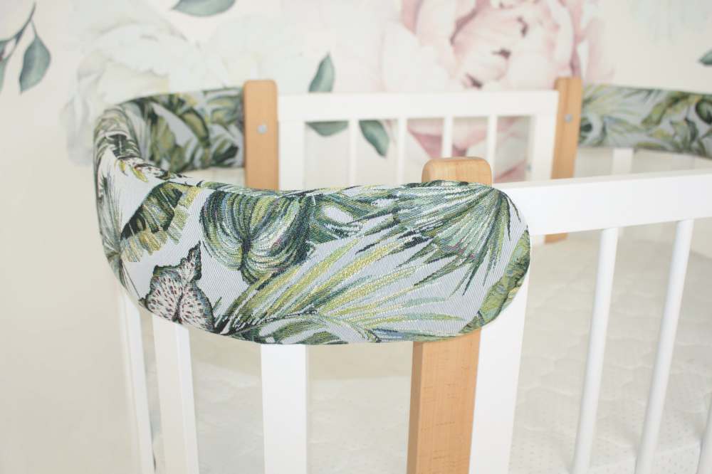 Кроватка «Elite» Бело-натуральный бук/Тропик