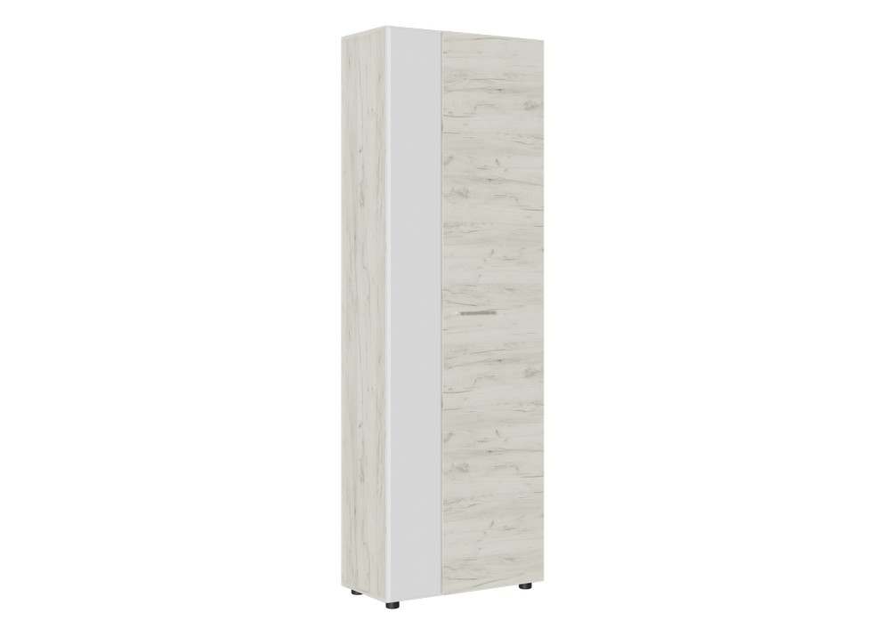 Шкаф с выдвижной штангой ШК-001 «Сафари» Дуб Крафт белый/МДФ Белый Софт матовый