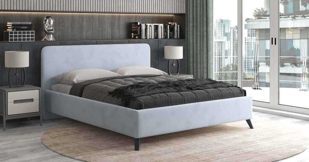нтерьерная кровать 140, 160, 180 «Миа» Велюр Аватар 970 стальной светло-серый