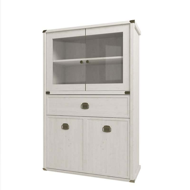 Шкаф с витриной «Магеллан» Сосна винтаж 2V2D1SL, глубина 40 см