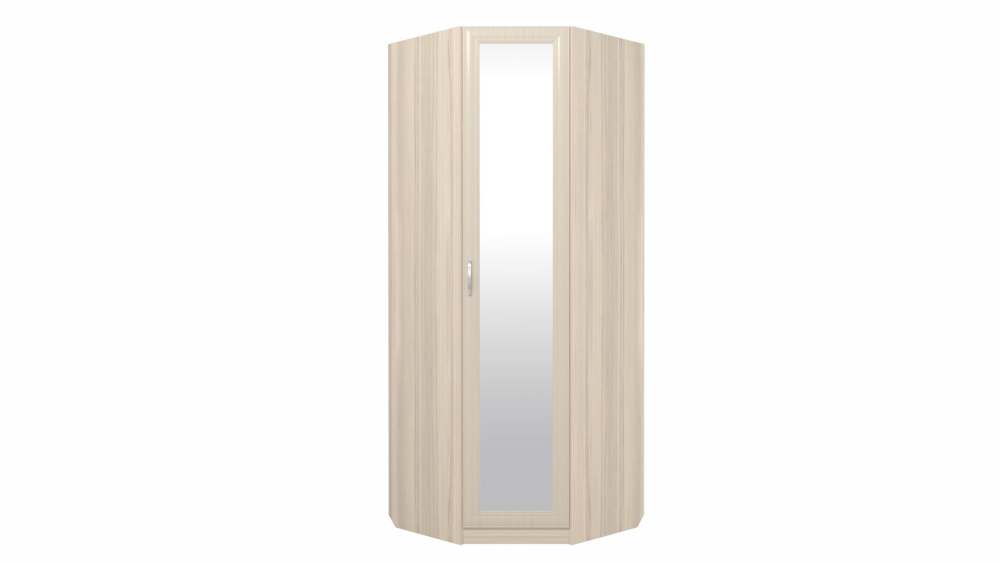 Шкаф для платья угловой с зеркалом VIP-5 «Визит-16» Дуб беленый/Кожа крокодила светлая/Туя светлая